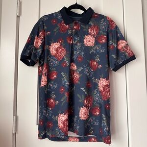 Abercrombie & Fitch Floral Short Sleeve Shirt - Blue and Red